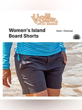Women’s S UV SKINZ Island BOARD SHORTS UPF 50+ Sunwear 5” Dark Gray SWIM SHORTS